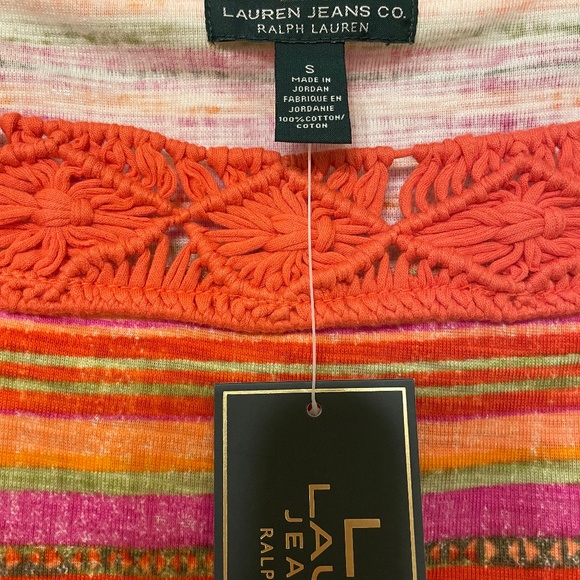 NWT Ralph Lauren summer top with macramé trim. Size S - Picture 2 of 3
